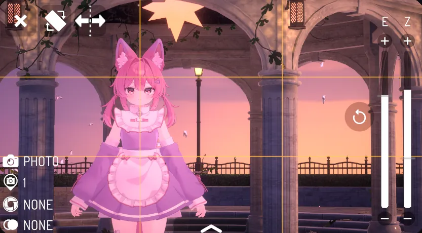 三分割の線を表示したカメラの画面。人物の顔が左上の交点付近にある