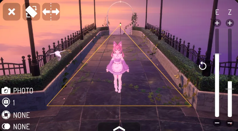 三角構図を表示したカメラの画面